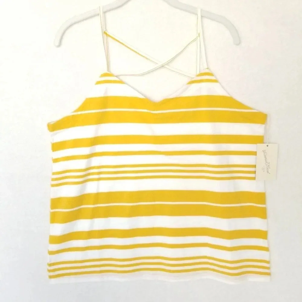 NEW Universal Thread & Co Tank Top Women's Large Squash Stripe Cami Cross Back - Picture 5 of 9